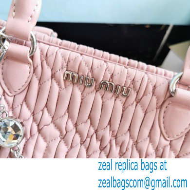 Miu Miu Crystal Cloque Nappa Leather HandBag 5BA067 Pink