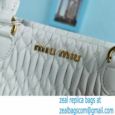 Miu Miu Crystal Cloque Nappa Leather HandBag 5BA067 White - Click Image to Close