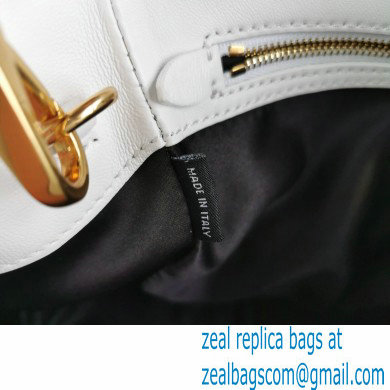 Miu Miu Crystal Cloque Nappa Leather HandBag 5BA067 White - Click Image to Close