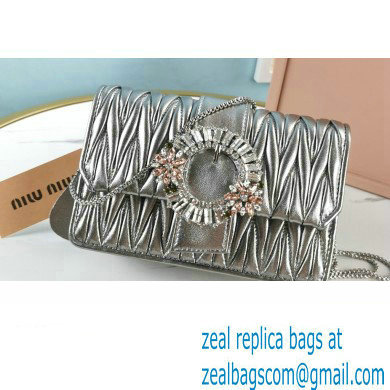 Miu Miu Matelasse Nappa Leather Bag 5BH095 Silver - Click Image to Close