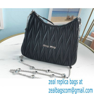 Miu Miu Matelasse Nappa Leather Shoulder Bag 5BH189 Black