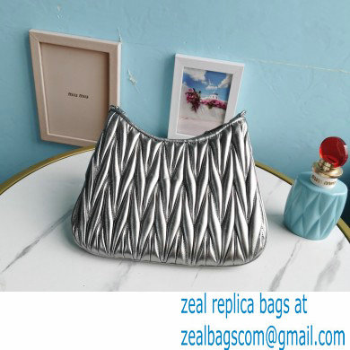 Miu Miu Matelasse Nappa Leather Shoulder Bag 5BH189 Silver - Click Image to Close