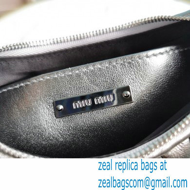 Miu Miu Matelasse Nappa Leather Shoulder Bag 5BH189 Silver