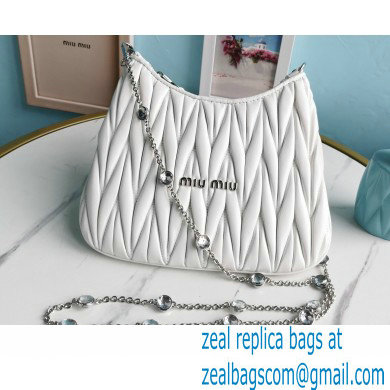 Miu Miu Matelasse Nappa Leather Shoulder Bag 5BH189 White - Click Image to Close