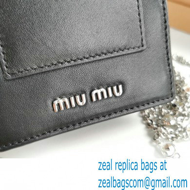 Miu Miu Shine Matelasse Leather Badge Holder Bag 5ZH079 Black - Click Image to Close