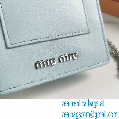 Miu Miu Shine Matelasse Leather Badge Holder Bag 5ZH079 Light Blue - Click Image to Close