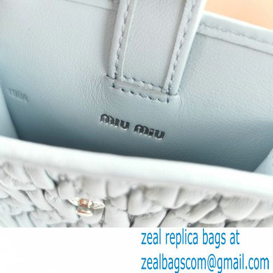 Miu Miu Shine Matelasse Leather Badge Holder Bag 5ZH079 Light Blue