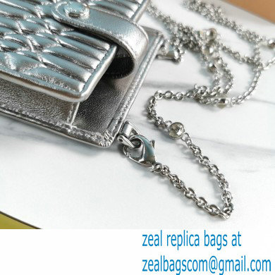 Miu Miu Shine Matelasse Leather Badge Holder Bag 5ZH079 Silver - Click Image to Close