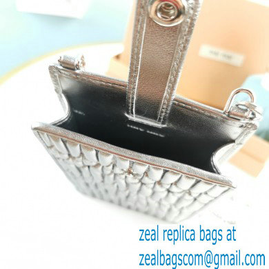Miu Miu Shine Matelasse Leather Badge Holder Bag 5ZH079 Silver