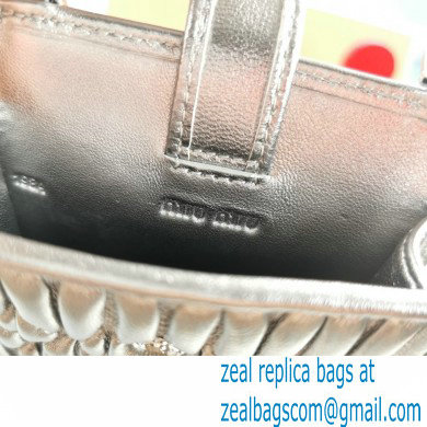 Miu Miu Shine Matelasse Leather Badge Holder Bag 5ZH079 Silver