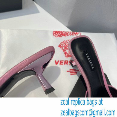 Versace Heel 6.5cm Medusa Chain Mid-Heel Leather Mules Pink 2021 - Click Image to Close