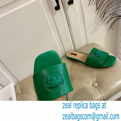 Versace La Medusa Leather Sliders Green 2021 - Click Image to Close