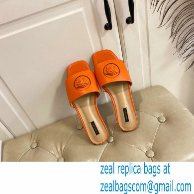 Versace La Medusa Leather Sliders Orange 2021