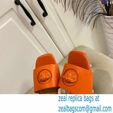 Versace La Medusa Leather Sliders Orange 2021