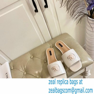 Versace La Medusa Leather Sliders White 2021