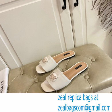 Versace La Medusa Leather Sliders White 2021