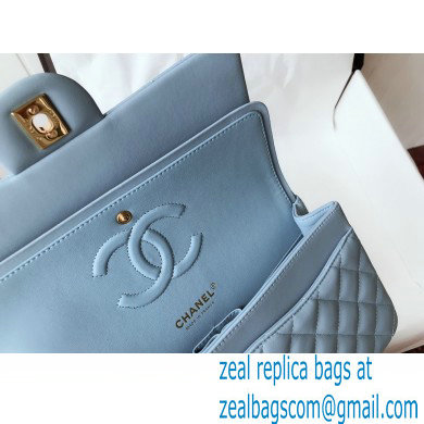 chanel 1112 medium classic flap bag in sheepskin sky blue with gold hardware - Click Image to Close