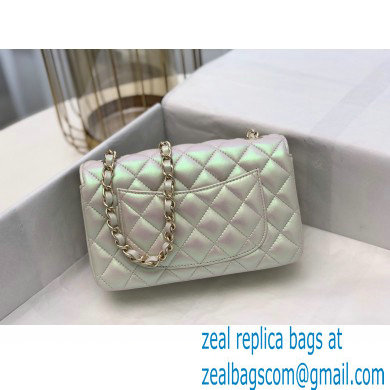 chanel 1116 mini flap bag in sheepskin iridescent silver with gold hardware
