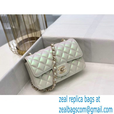 chanel 1116 mini flap bag in sheepskin iridescent silver with gold hardware - Click Image to Close