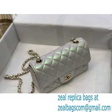 chanel 1116 mini flap bag in sheepskin iridescent silver with gold hardware - Click Image to Close