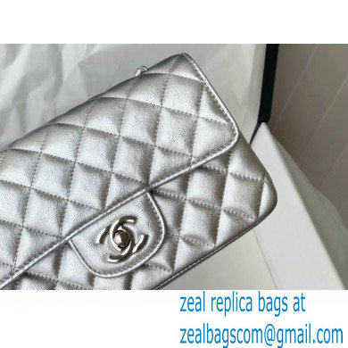 chanel 1116 mini flap bag in sheepskin silver with silver hardware