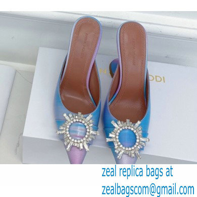 Amina Muaddi Heel 9.5cm Begum Mules Shadow Blue - Click Image to Close
