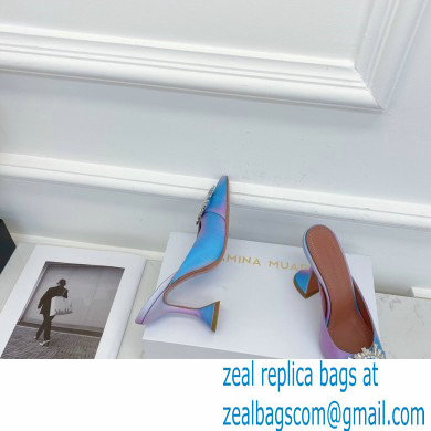 Amina Muaddi Heel 9.5cm Begum Mules Shadow Blue - Click Image to Close
