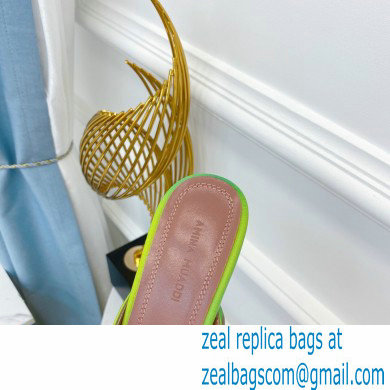 Amina Muaddi Heel 9.5cm Begum Mules Shadow Green - Click Image to Close