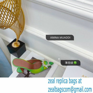 Amina Muaddi Heel 9.5cm Begum Mules Shadow Green