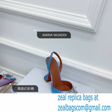 Amina Muaddi Heel 9.5cm Begum Slingback Pumps Shadow Blue - Click Image to Close