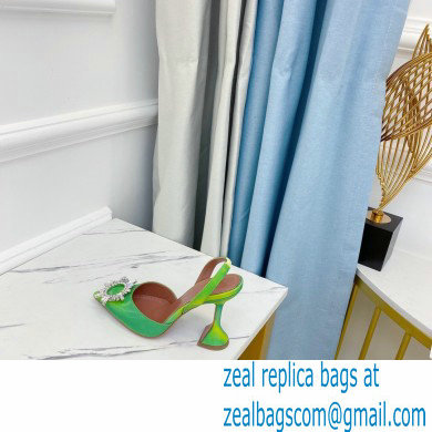 Amina Muaddi Heel 9.5cm Begum Slingback Pumps Shadow Green