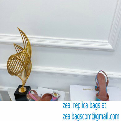 Amina Muaddi Heel 9.5cm Begum Slingback Pumps Shadow Multicolor - Click Image to Close