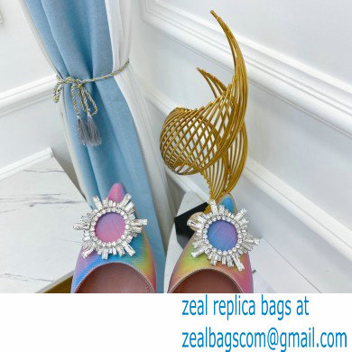 Amina Muaddi Heel 9.5cm Begum Slingback Pumps Shadow Multicolor - Click Image to Close