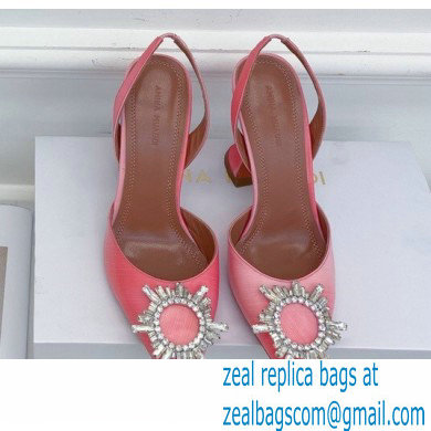 Amina Muaddi Heel 9.5cm Begum Slingback Pumps Shadow Pink - Click Image to Close