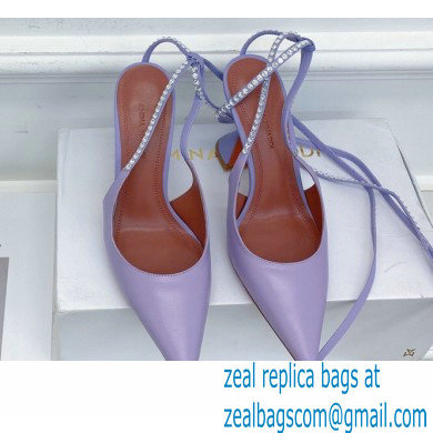 Amina Muaddi Heel 9.5cm Karma Crystal Pumps Lavender