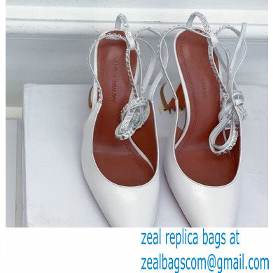 Amina Muaddi Heel 9.5cm Karma Crystal Pumps White