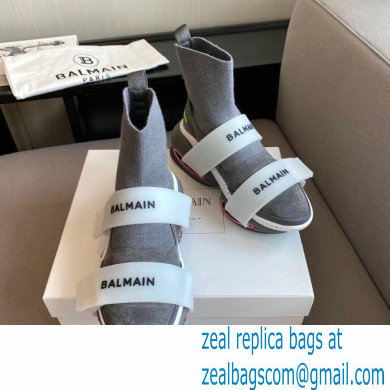 Balmain Suede And Knit Bbold High-top Sneakers With Strap 01 2021
