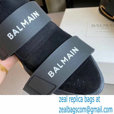 Balmain Suede And Knit Bbold High-top Sneakers With Strap 02 2021