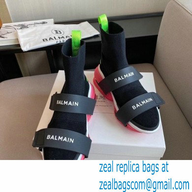 Balmain Suede And Knit Bbold High-top Sneakers With Strap 03 2021