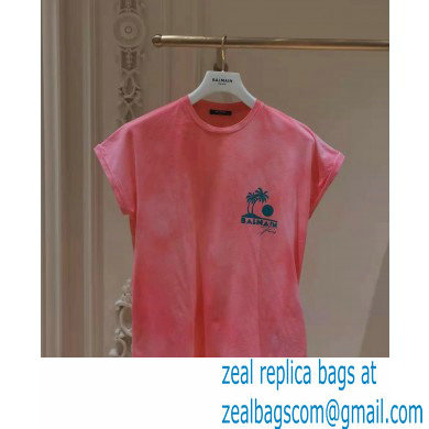 Balmain logo printed T-shirt pink 2021 - Click Image to Close