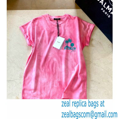Balmain logo printed T-shirt pink 2021 - Click Image to Close