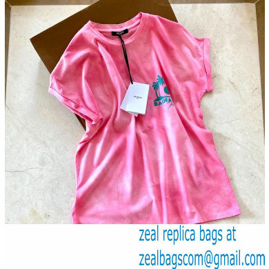 Balmain logo printed T-shirt pink 2021 - Click Image to Close