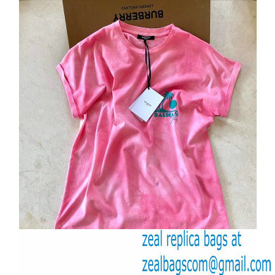 Balmain logo printed T-shirt pink 2021 - Click Image to Close