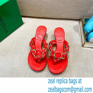 Bottega Veneta Leather Dot Sandals Red 2021