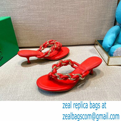 Bottega Veneta Leather Dot Sandals Red 2021