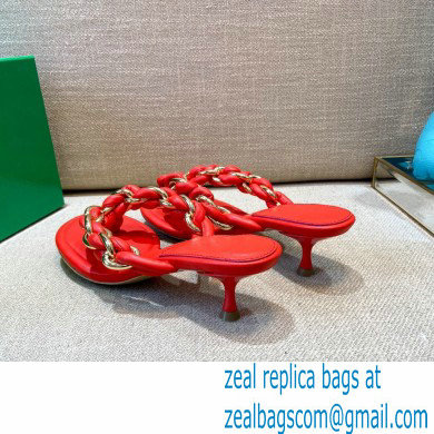 Bottega Veneta Leather Dot Sandals Red 2021