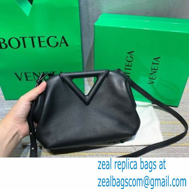 Bottega Veneta Point Leather Top Handle Small Bag Black 2021