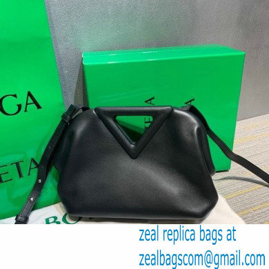Bottega Veneta Point Leather Top Handle Small Bag Black 2021