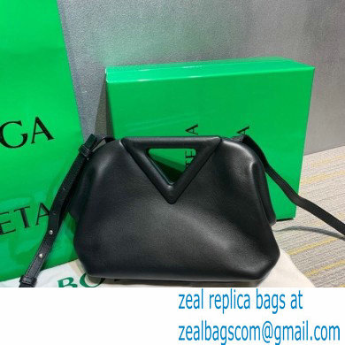 Bottega Veneta Point Leather Top Handle Small Bag Black 2021 - Click Image to Close