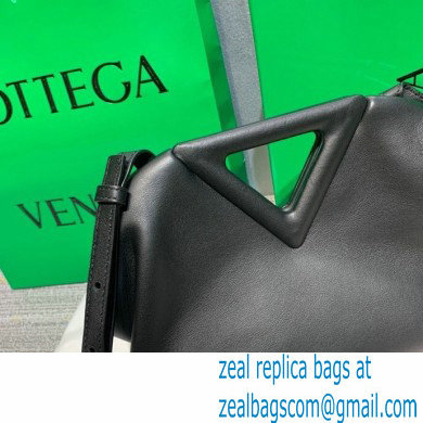 Bottega Veneta Point Leather Top Handle Small Bag Black 2021 - Click Image to Close